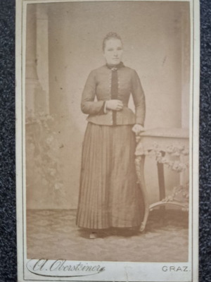 Carte de Visite antique photo used, A. Obersteiner Graz