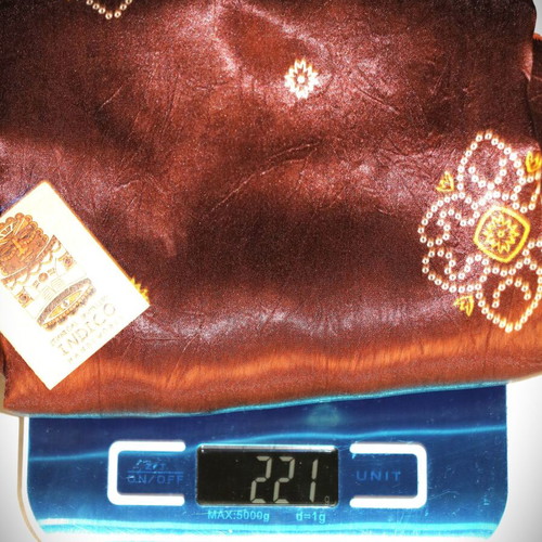 Silk Scarf 100% Original Brown Pareo 1.80x1.10m