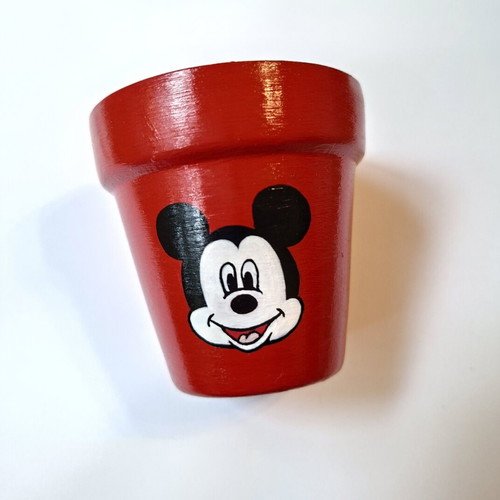 Hand-painted terracotta flowerpot with glossy finish