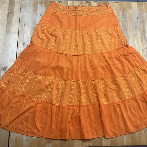 Long summer skirt orange 100% cotton made in India