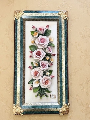 Capodimonte porcelain framed artwork, new
