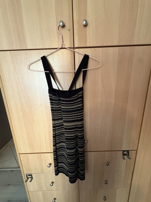 Mango black dress with gold stripes and matching Zara bolero jacket like new