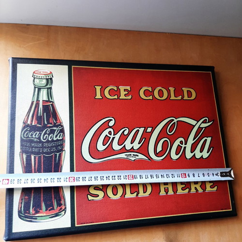 Coca Cola Promotional Frame like new, printed on canvas with wooden frame