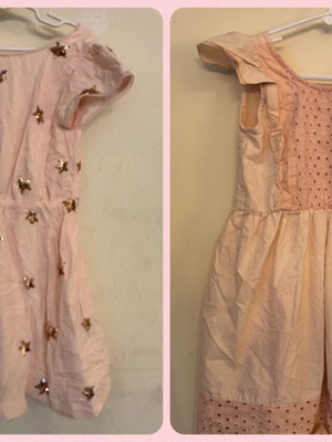 Girls Dresses GAP Size 7 Like New Pink with Gold Stars and Eyelet Apron