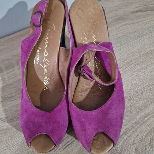 Gaimo purple leather and suede wedge espadrilles sandals size 38 like new