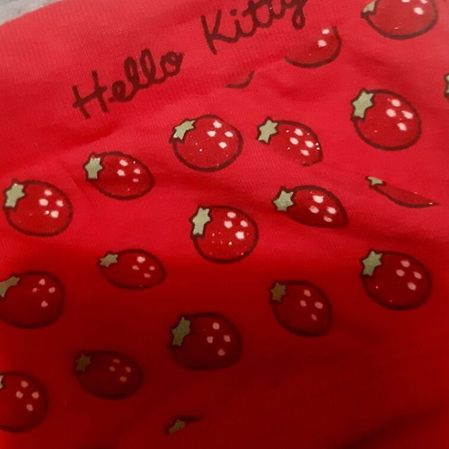 Hello Kitty Zara/Ousho Large cotton panties new, red with iridescent strawberries