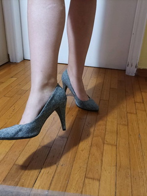 Γόβες Marks &amp; Spencer tweed γκρι μεταχειρισμένες, τακούνι 9 εκ