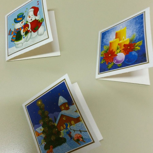 Christmas greeting cards new, diptych, set of 3 small