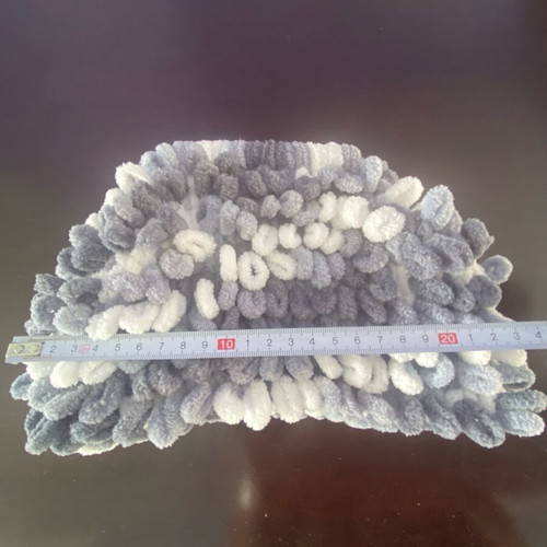 Handmade puffy handbag like new, white and gray