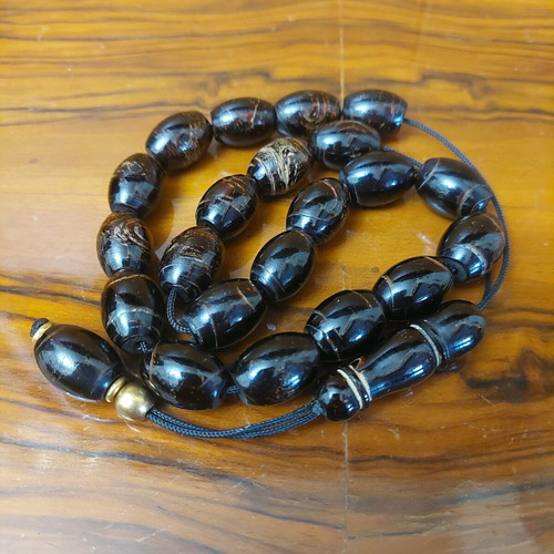 Yiousouri Worry Beads (Black Coral) New with 21+1 Beads and Papa