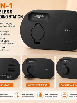 Wireless Charging Stand 3-in-1 CW310 like new, Qi wireless charger