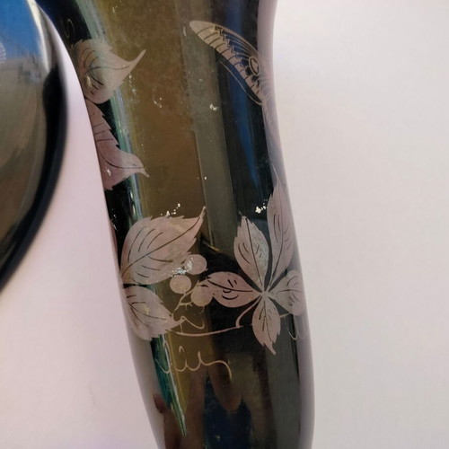 Cut glass bowl and vase used, numbered set