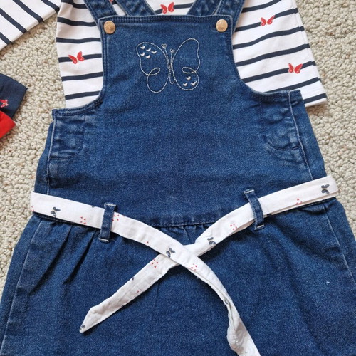 Orchestra Set baby clothing with salopette, blouse, and 72cm ribbon new