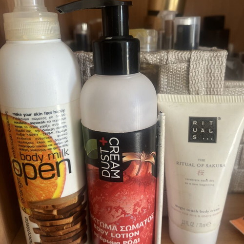 Body creams used, Rituals travel size, Sephora, Wabi shimmering