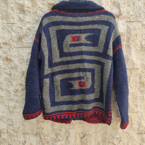 Knitted Cardigan with Zipper by Amor like new, blue, XXL