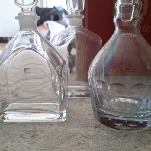 Vintage crystal carafes set of 3 like new, made in Italy and England