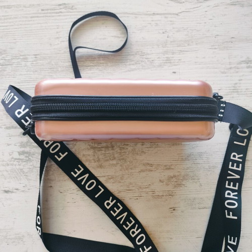 Small PVC crossbody bag in golden pink, new