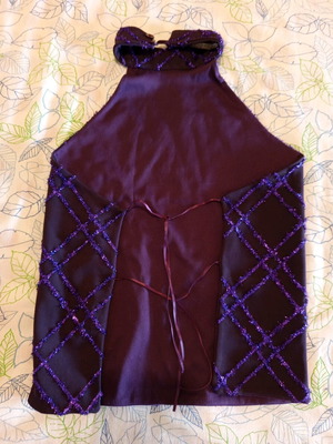 If Ganas No2 slim fit purple metallic backless blouse used, size M