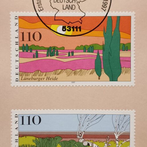 German stamps 1997 with Bonn first day cover postmark, 3 mint blocks
