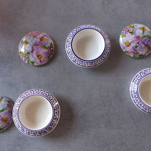 Ceramic jewelry boxes set of 3 hand-painted vintage floral