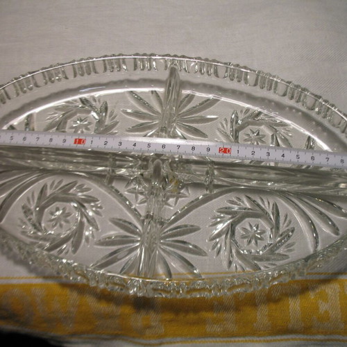 Crystal heavy nut tray like new, carved with 4 compartments