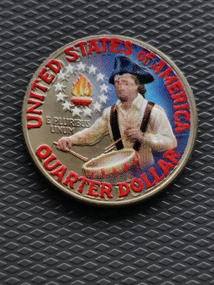 U.S. Bicentennial 1776-1976 Quarter Coin unique colorized new