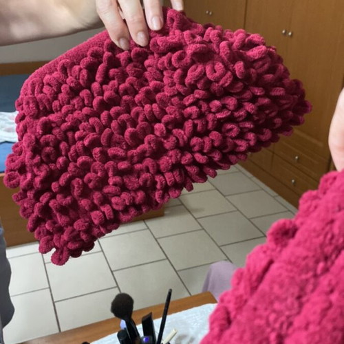 Handmade puffy bag, 18cm opening