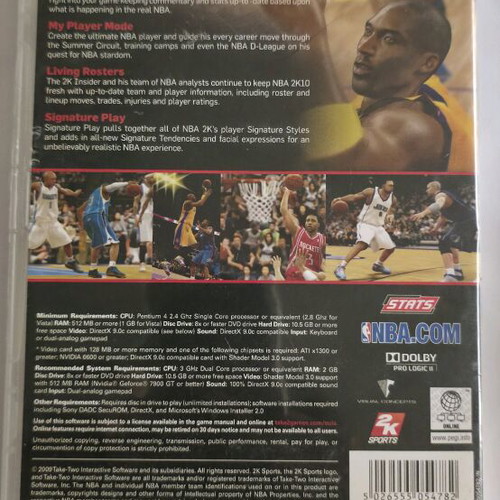NBA 2K10 Collectible for PC like new, Kobe Bryant anniversary edition