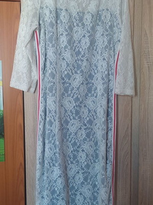 Dejavu lace dress white with red and blue stripes size M like new