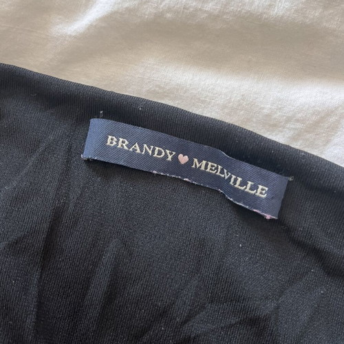 Brandy Melville black spaghetti strap crop top with mesh layer