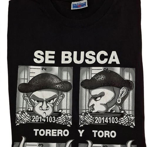T-Shirt "Se Busca Torero y Toro" Barcelona like new, XXL, black cotton