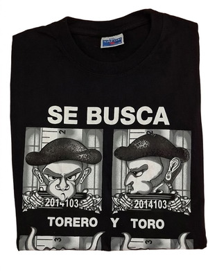 T-Shirt "Se Busca Torero y Toro" Barcelona like new, XXL, black cotton