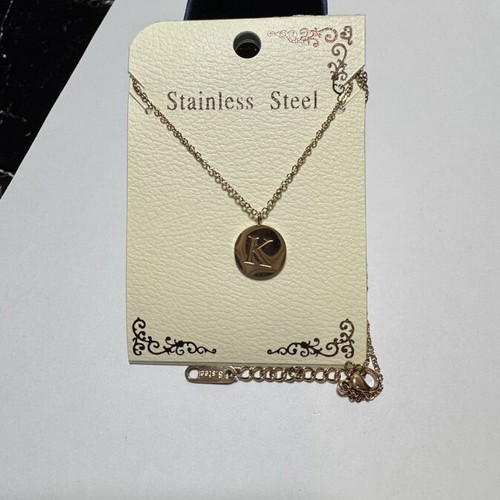 Necklace with initial K, gold color