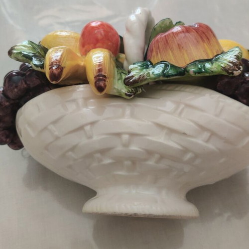 Decorative ceramic basket used for kitchen countertop