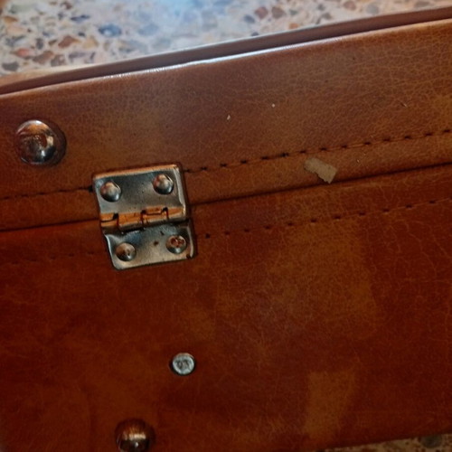 Vintage suitcase used, brown, 1960s
