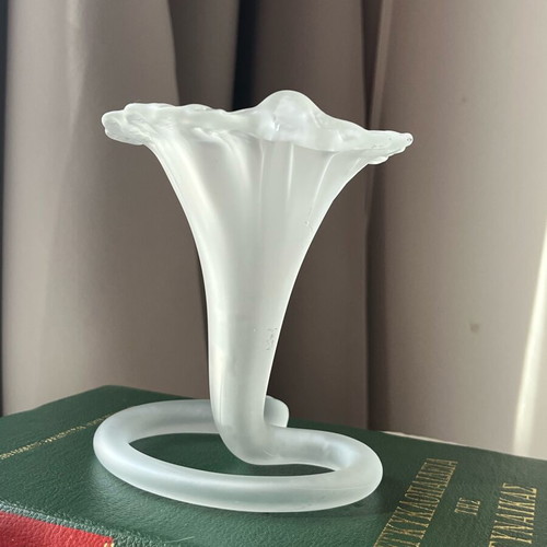 Vintage Stiver Italy decorative vase 1970s used, frosted art glass