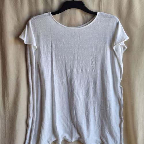 White Knit Oversized Boxy Top Medium Semi Sheer Cotton