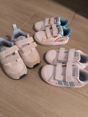 Adidas бебешки обувки употребявани, комплект от 3, размери 21 и 22