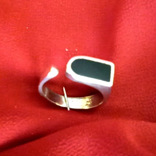 Minimalist 925 Silver Ring with Black Onyx, Adjustable