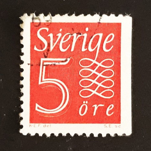 Γραμματόσημο Σουηδίας 1957 5 ore Numeral type (1) κόκκινο, σαν καινούργιο