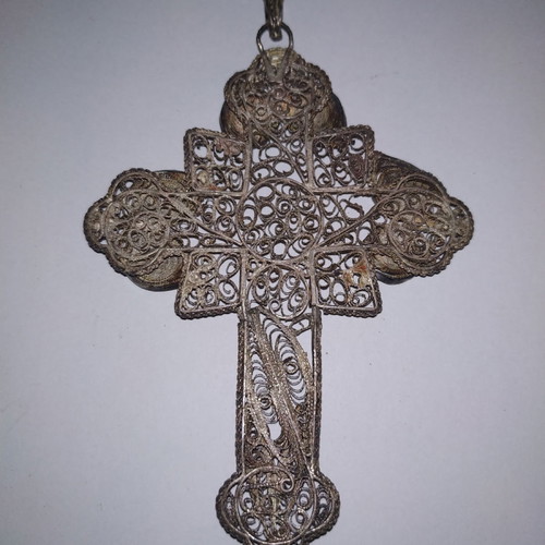 Vintage Tin Filigree Cross from Ioannina made to order