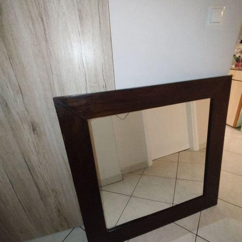Wooden dining set with 4 chairs and square mirror