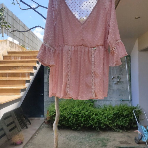Dusty Pink Romantic Top satin-lined, like new, size XL