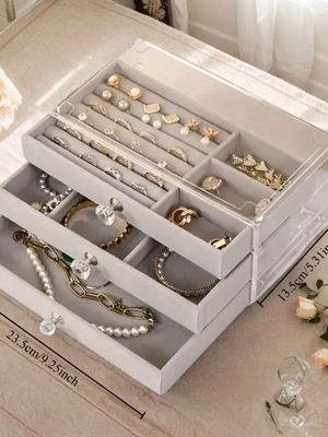 Ακρυλική οργάνωση κοσμημάτων με βελούδινο εσωτερικό