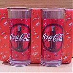  Coca Cola παλιό διαφημιστικό σετ δύο ποτηριών