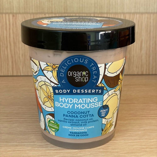Organic Shop Hydrating Body Mousse Coconut Panna Cotta new 450ml with coconut scent