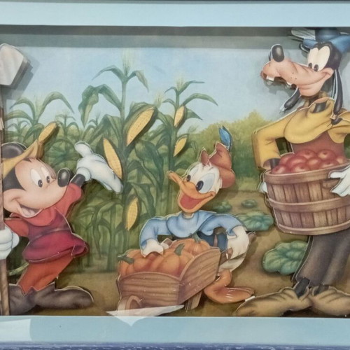 Mickey Mouse 3D framed art like new with glass 34x52 cm
