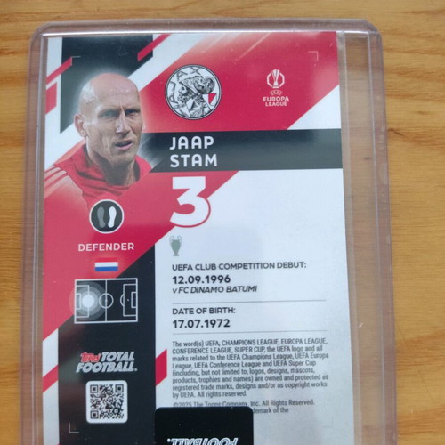 Topps Total Football Jaap Stam Ajax card like new