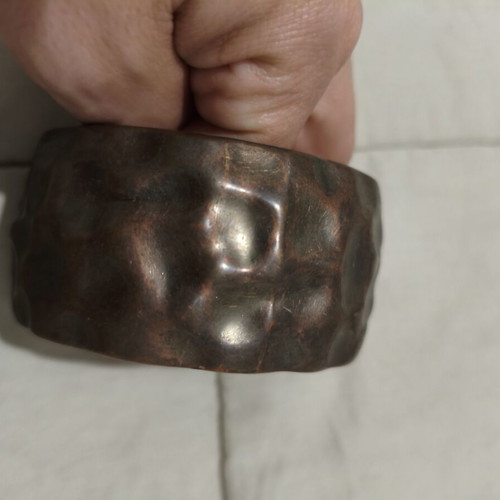 Vintage cuff bracelet used, hammered copper color