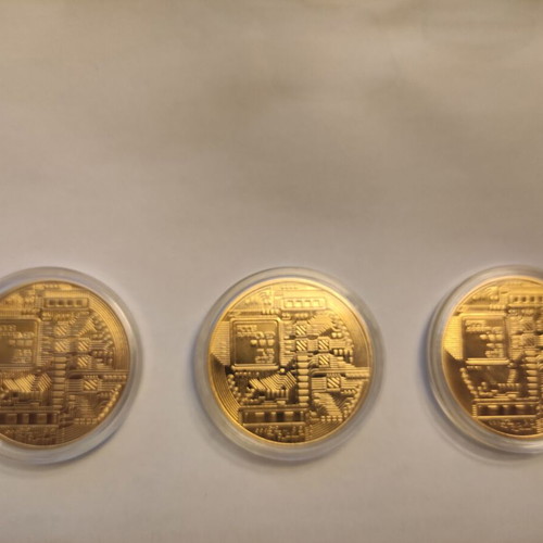 BitCoin coins new, gold color, pack of 3 pieces